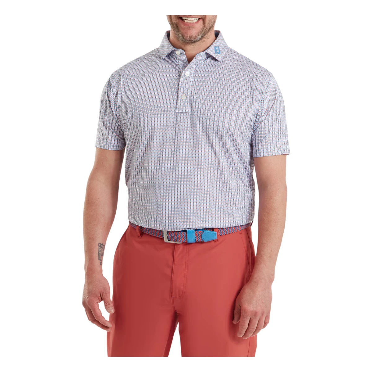 FootJoy Nautical Flag Print Lisle Golf Polo Shirt 39260