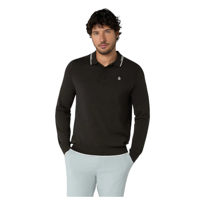 Original Penguin Heritage Knitted LS Golf Polo Shirt OGGFG008