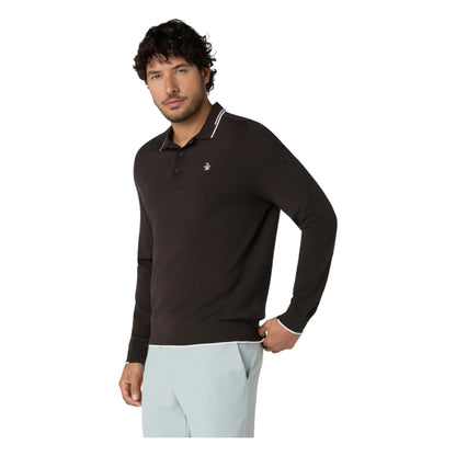Original Penguin Heritage Knitted LS Golf Polo Shirt OGGFG008