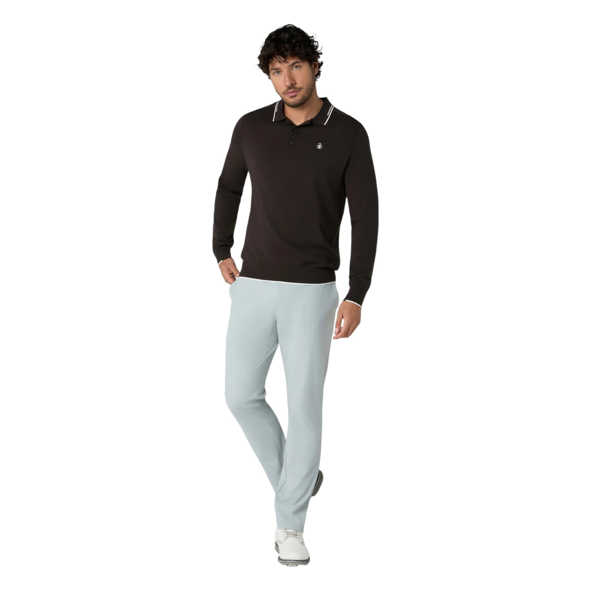 Original Penguin Heritage Knitted LS Golf Polo Shirt OGGFG008