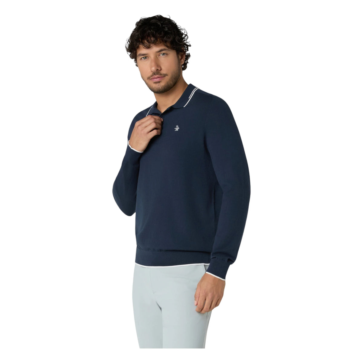 Original Penguin Heritage Knitted LS Golf Polo Shirt OGGFG008
