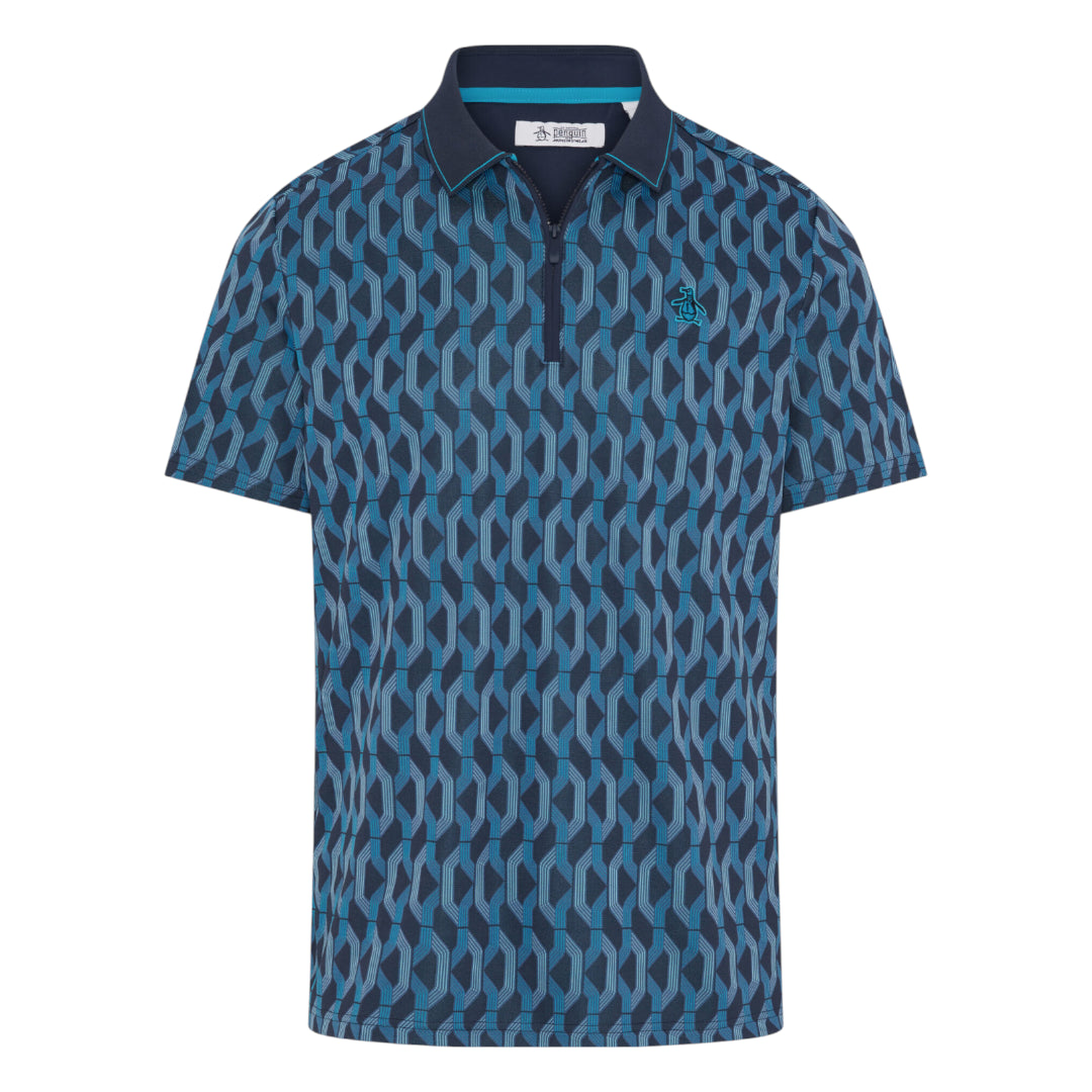 Original Penguin All Over Jacquard Colour Block Golf Polo OGKFF027