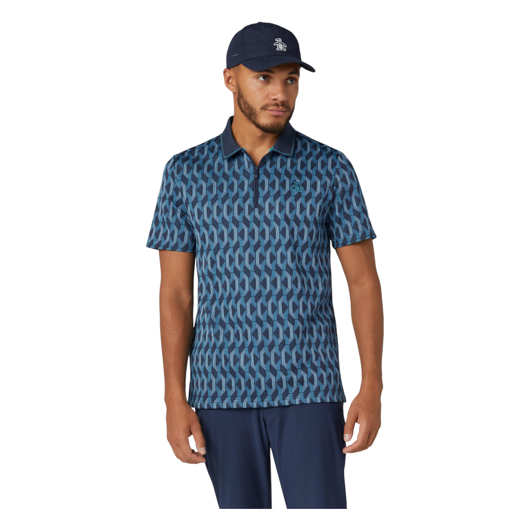 Original Penguin All Over Jacquard Colour Block Golf Polo OGKFF027