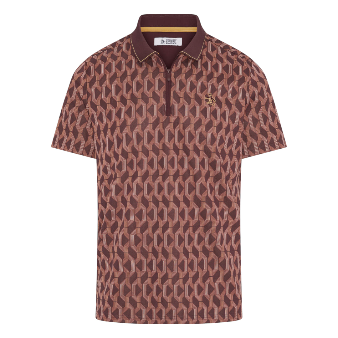 Original Penguin All Over Jacquard Colour Block Golf Polo OGKFF027