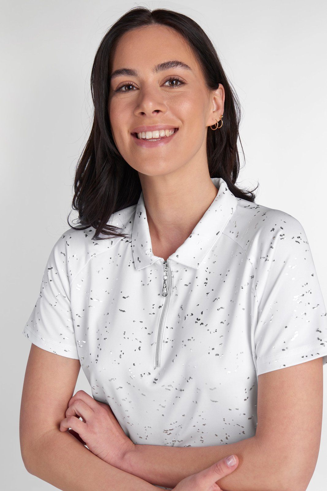 Green Lamb Ladies Katlynne Silver Foil Golf Polo Shirt SG22920