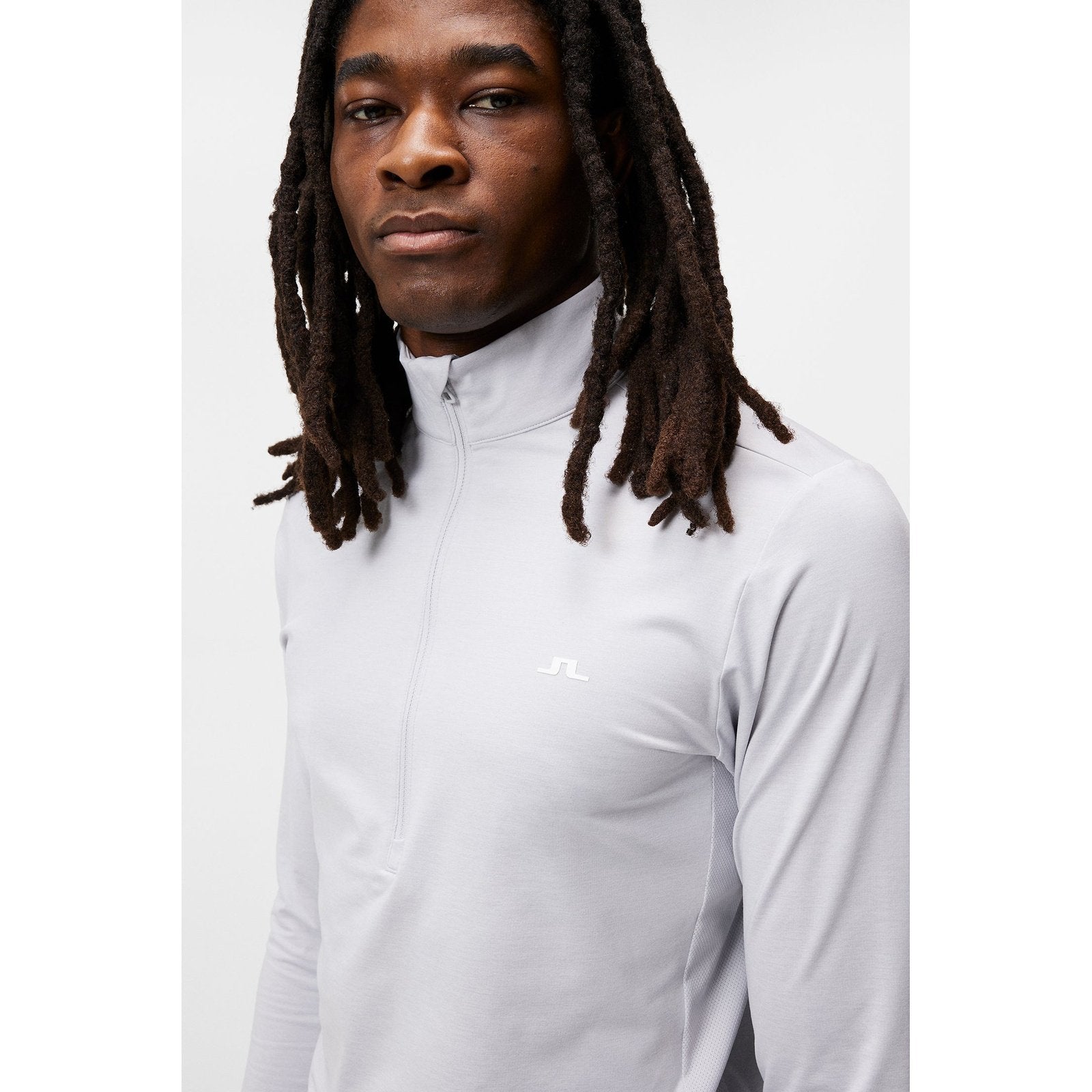 J.Lindeberg Luke Half Zip Mid Layer AMJS07969 | Light Grey Melange